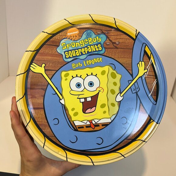 SpongeBob Doritos Chip Tin With Lid Viacom 2004 Vintage Large Metal Can 11.5"x10 - Picture 6 of 15
